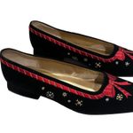 Nina Vintage  80’s Black velvet embroidered holiday novelty flats Photo 3