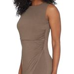 Lisa Rinna Collection Side Ruched Midi Dress Brown Size 1X Photo 3