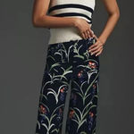 Anthropologie NWT The Colette Cropped Wide-Leg Linen Floral Pants by Maeve Sz 26 Photo 0