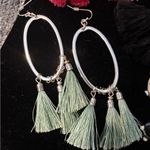 Five Pair Costume Earrings Preloved boho tassels silver Red Photo 3