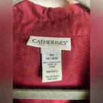 Catherines Cathrines Plus Size 14/16 0X Button Down Shirt Faux Suede Red Holiday Festive Photo 4