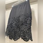 Haute Monde  Black Lace Trim Mid-Length Knee-Length Bodycon Fitted Skirt - S Photo 2