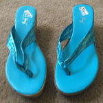 Coral Bay Women's Flip Flops Slides Sandals Size 7 Turquoise Blue Photo 0