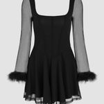 Cider : Square Neck Feather Hem Skater Dress Photo 0
