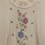 Alfred Dunner Vintage Cream Embroidered Floral Mock Neck Long Sleeve Sweater Size L Photo 4
