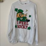 vintage 90s I FEEL LUCKY LEPRECHAUN SHAMROCK CLOVER ST PATRICKS DAY SWEATSHIRT Size XL Photo 1