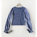 See By Chloe  Eyelet Sleeve Top Indigo Blue Womens  XS Sz2 Sweater Knit Tie Cuffs Photo 5