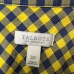 Talbots  Woman 3X Yellow Navy Blue Gingham‎ Plaid Button Front Photo 2