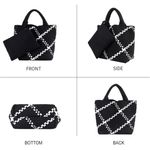 Ahdorned Black White Lily Woven Neoprene Large Tote With Pouch Purse Shoulder Bag Photo 3