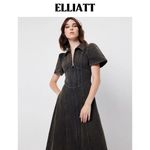 Elliatt  Matisse Denim Short Sleeve Midi Dress Black Size S NWT Photo 3