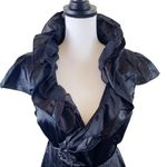 Lucy Paris Satin Ruffled Wrap Dress in Black Size Small NWT Photo 3