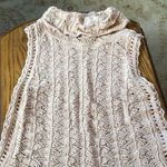Miss Me  Pointelle Crochet Cowl Neck Sweater Tank in Ecru sz small EUC Photo 3