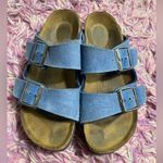 Birkenstock  Arizona soft footbed nubuck leather sandal slide Blue 37/6.5 Photo 0