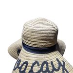 Stylish Tan Sun Hat with Black Embroidery On Vacay Straw Floppy Hat Photo 4