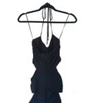Monot Cutout Ruched Jersey Halter Neck Mini Dress Fitted Black Crepe Size US 0 Photo 8
