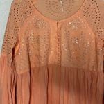 Free People Orange Eyelet Lace Sea of Love Babydoll Top Feminine Girly Demure Photo 2