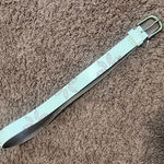 Free People  Women's Laser Cut Floral Leather Embroidered Belt Ivory One Size Photo 0