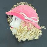 Vintage Porcelain Face Victorian Lady Head Brooch 18g Photo 1