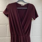 ZARA Burgundy Ribbed Short Sleeve Wrap Jumpsuit S Photo 7