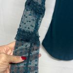 Free People  Dark Teal Sheer Ruffle Sleeve Top Photo 3