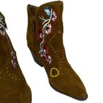 NWOT ~ CARLOS SANTANA Embroidered Suede LEATHER Cowboy Boots Booties ~ Women's 8 Brown Photo 6
