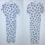 Polo Ralph Lauren Faux Wrap Tee Dress Floral Blue White Tied Front Maxi Medium Photo 2