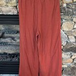 Comfy Linen Cotton Flowy Rust Pants Drawstring New Wide Leg Red Size undefined Photo 4