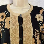 Susan Bristol  Cardigan Black Gold Shimmer Floral Small Photo 1