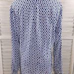 Just living  Linen Blend Long Sleeve Button Down Blue Geometric Print-Medium Photo 3