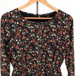 J.Crew  Mercantile Black Versailles Floral Tulip Hem Long Sleeve Short Dress Sz 4 Photo 2