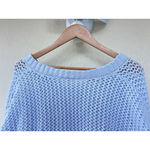 Aerie Offline by Cropped Open-Knit Blue V-Neck Sweater Long Sleeve Lounge Layer Photo 3
