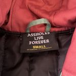 Unisex Linda Finegold A**HOLES LIVE FOREVER ALF Hooded Bomber Jacket Size Small Blue Photo 2