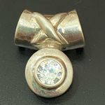 Sterling Silver Vintage 925 CID Clear Solitaire Slider Pendant 3.8g Photo 4