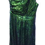 Kate Kasin Mermaid One Shoulder Green Sequin Gown Formal Bridal Wedding Size 16 Photo 0