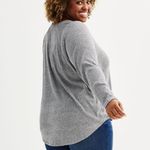 Sonoma Goods For Life Super Soft Ribbed Vneck Tunic Long Sleeve Top Sz XL Gray Photo 2