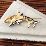 LCI Vintage Dolphin Brooch Pin Silver & Gold Tone Photo 3