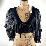 For Love & Lemons lace cropped top Color Black Size L NWT Photo 2