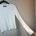 Edikted  Women's Top Long Sleeve Shirt White Ivory Round Neck Stretch Soft Medium Photo 3