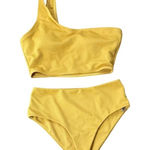 Mustard Yellow womens size medium one shoulder strap high waisted cheeky bikini​ Photo 0