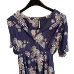 Free People  | Blue Hawaii Washed Blue Print Short Sleeve Mini Dress Size Large Photo 8