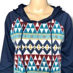 PS Kate Womens Hoodie Lightweight Hooded Sweatshirt Pullover Geo Print Medium Blue Photo 2