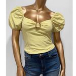 Forever 21 Women's Lime Green Stretch Puff Sleeves Top Size M Photo 0