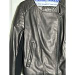 BAILEY 44 Anthropologie Women’s Black Faux Leather Zip Up Layered Jacket Size 10 Photo 1