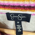 Jessica Simpson Beige with Jewel Tone Stripes Crewneck Sweater Size Medium Photo 5