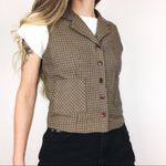 Vintage Houndstooth Patterned Vest | Size S Tan Photo 2