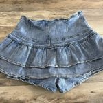 Distressed Denim Ruffle Skort High Waist Button Front Women’s W28 Y2K Mini Blue Photo 1