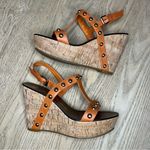 Juicy Couture Kipper Stud Strappy Leather Wedge Sandals Orange Women’s Size 7.5 Photo 6
