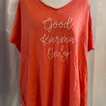 secret treasures Women's  Orange "Good Karma Only" Pajama Top 3X Photo 0