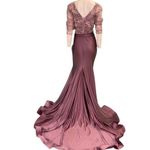 Jessica Angel 884 Floral Bodice V-back Maxi Gown Champagne Size Large NWT Photo 1