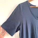 J Jill Womens Dresss Maxi Blue Floral Knit Pockets Shirt Sleeve Size Size M Photo 4